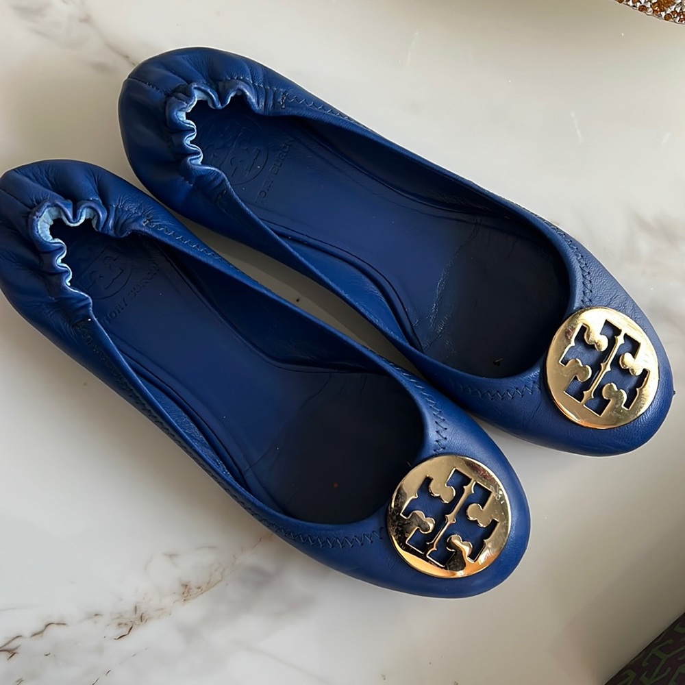 Tory Burch flats ballet shoes pre owned blue size 8